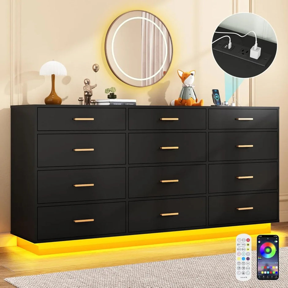 Smart LED Dresser with Charging Ports – A Stylish & Functional