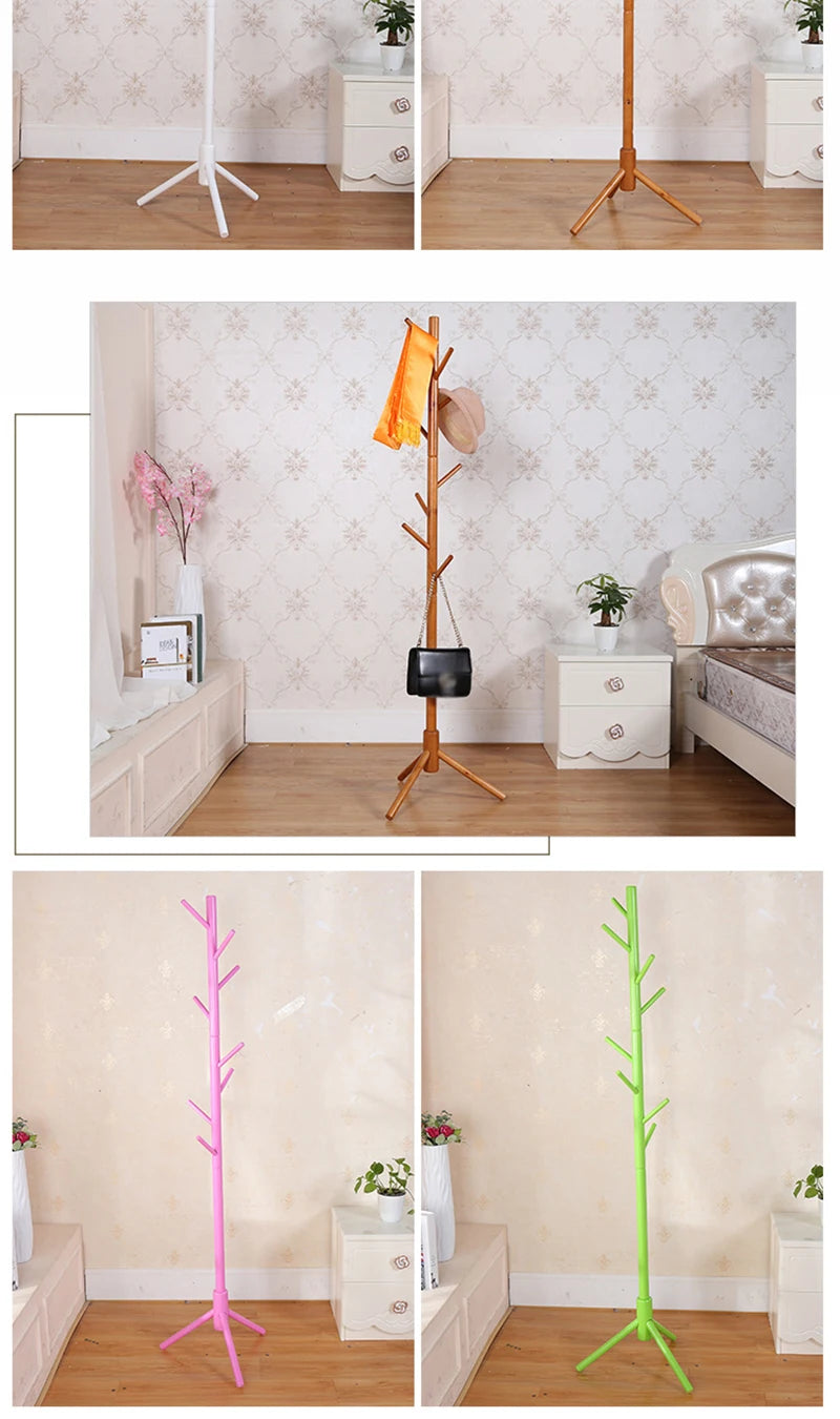 Wood Tree Coat Rack  Floor Hanging Clothes Rack Clothes Rack Bedroom Hat Stand Home Furniture Drying Rack With 8 Hooks