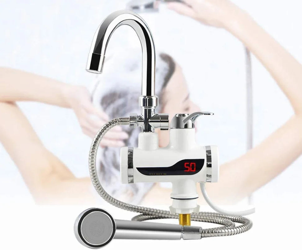 Kitchen Water Heater Cold Heating Faucet Instantaneous Water Heater Tap Instant Hot Water Faucet Heater with Shower Head