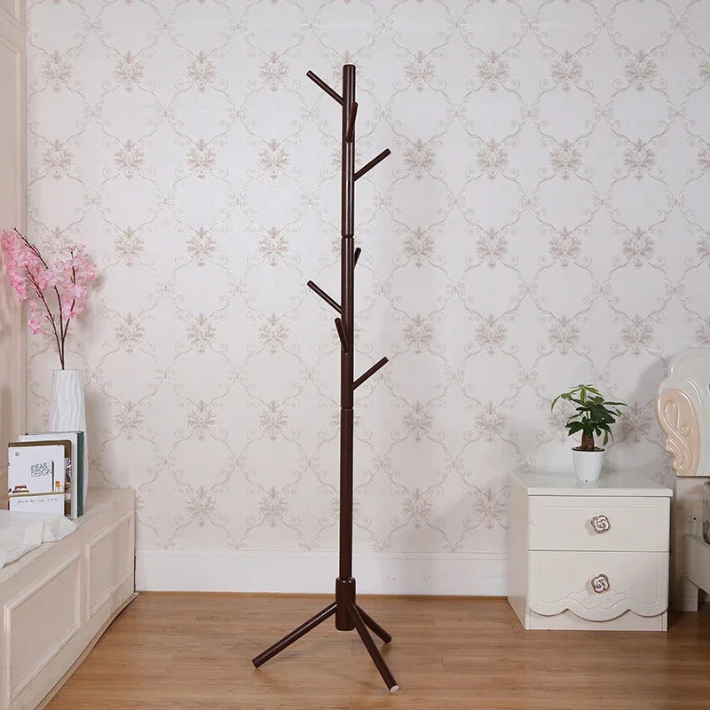 Wood Tree Coat Rack  Floor Hanging Clothes Rack Clothes Rack Bedroom Hat Stand Home Furniture Drying Rack With 8 Hooks