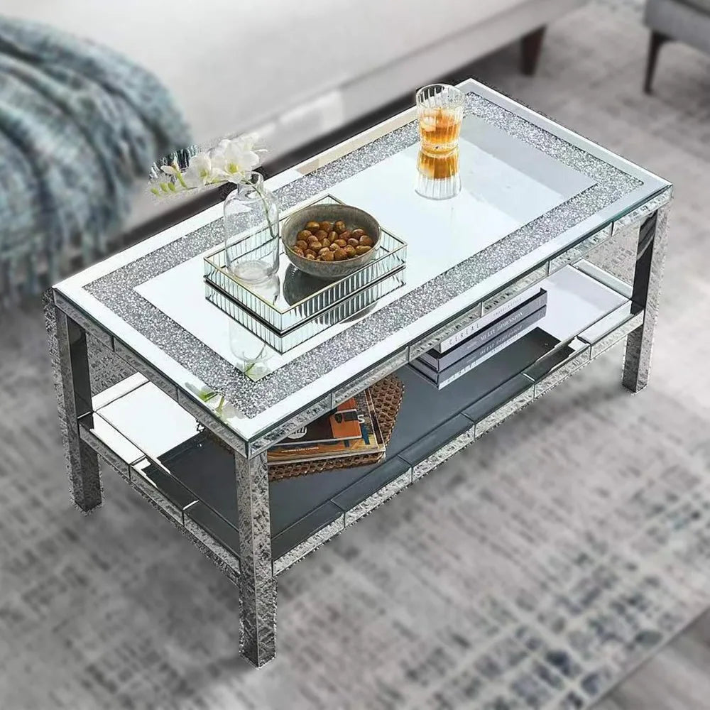 35 inches mirrored coffee table