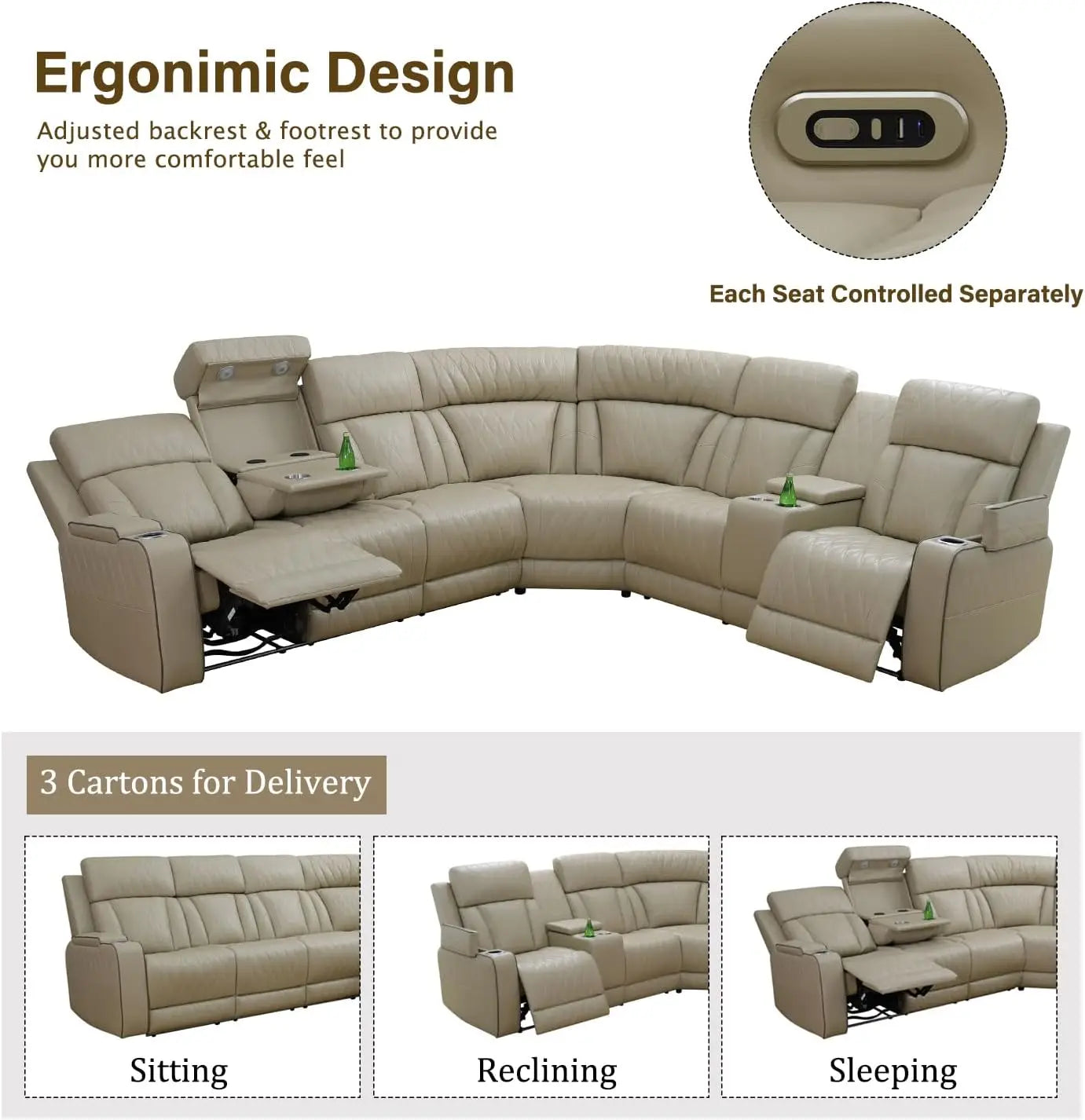 power reclining sectional sofa usb chargers