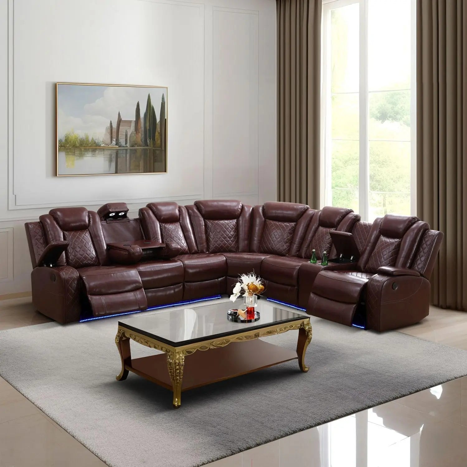 power reclining sectional sofa usb chargers