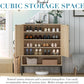 Shoe Cabinet, Shoe Rack Storage Organizer with 2 Flip Drawers, Natural Rattan Weave Shoe Storage Cabinet for Sneakers, Sl