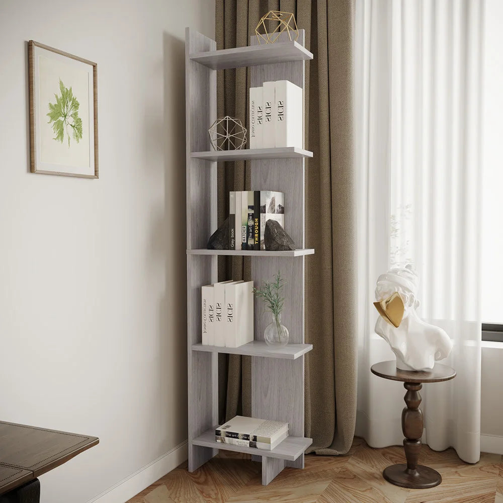 5 tier corner storage bookshelf shelving unit 45cm