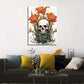 1.5 inch solid wood frame, scary skull vines and flowers, perfect for bedroom, home decor