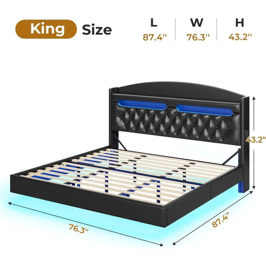 floating bed frame king size