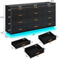 12 Drawers Dresser w/Power Outlet,60000-Colors Lights,63In Long Dresser Chest for Bedroom,Wooden Tall  Storage Cabinet