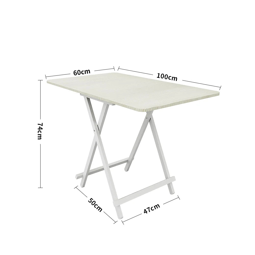 White 100x60cm Folding Wooden Dining Table for Living Room Garden Kitchen Bedroom