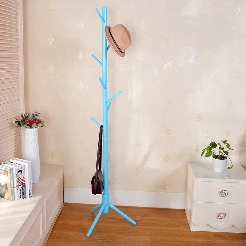 Wood Tree Coat Rack  Floor Hanging Clothes Rack Clothes Rack Bedroom Hat Stand Home Furniture Drying Rack With 8 Hooks