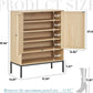 Shoe Cabinet, Shoe Rack Storage Organizer with 2 Flip Drawers, Natural Rattan Weave Shoe Storage Cabinet for Sneakers, Sl