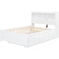 Full Platform Bed with Twin Size Trundle,Bookcase Headboard,Charging Station and 3 Drawers,Wood Full Storage Bed Frame for Kids