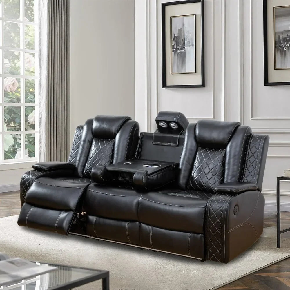 recline Multifunction Power Air Leather Recliner Sofa Set