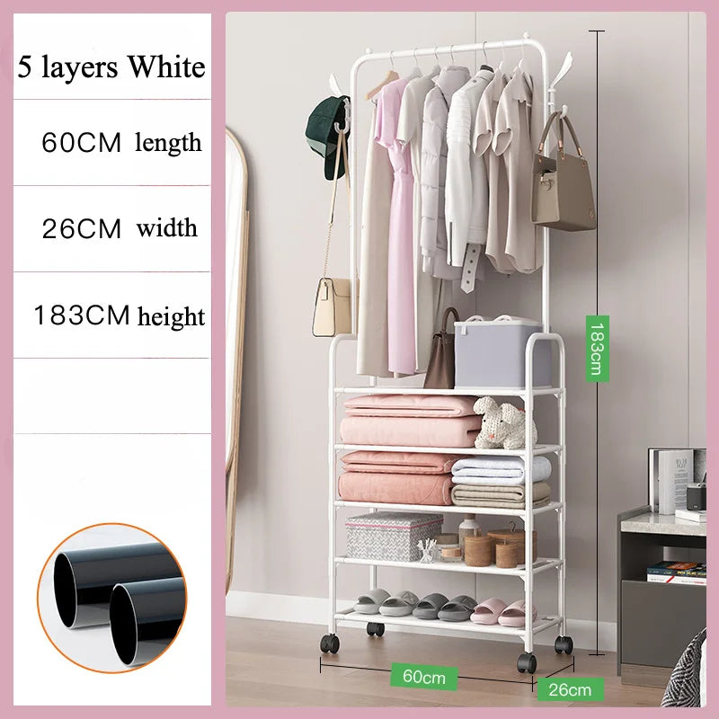 Cloth Storage Rack Floor Standing Shelf Hook Shoe Rack Coat Hanger Coat Racks Stand Bag Hat Storage Organizer Home Organizer