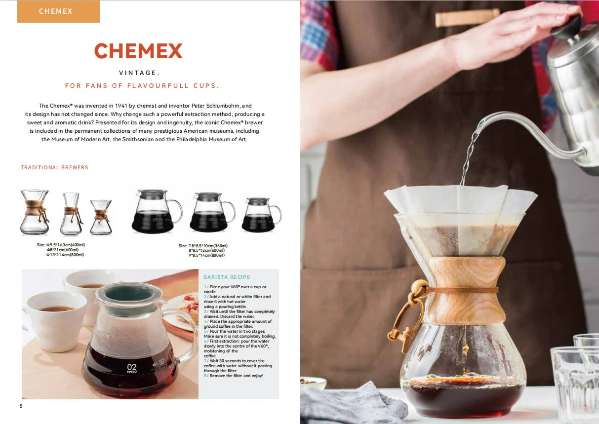 Chemex Coffee Hand Brewed Coffee Glass kettle 400ml/600ml/800ml Drip Wooden Collar Coffee Brew Kettle Coffee maker